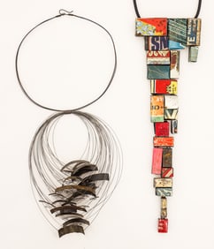 2pc Biba Schutz & Kat Cole Designer Art Jewelry Necklaces