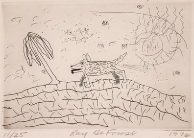 Roy De Forest "Untitled" (Dog in Landscape) 1976 Etching