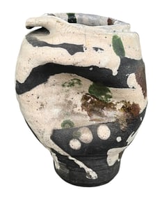 Paul Soldner Altered Form Raku Vessel