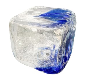 Joseph McDonnell "Ice Cube with Blue" 2004 Blown Glass Sculpture