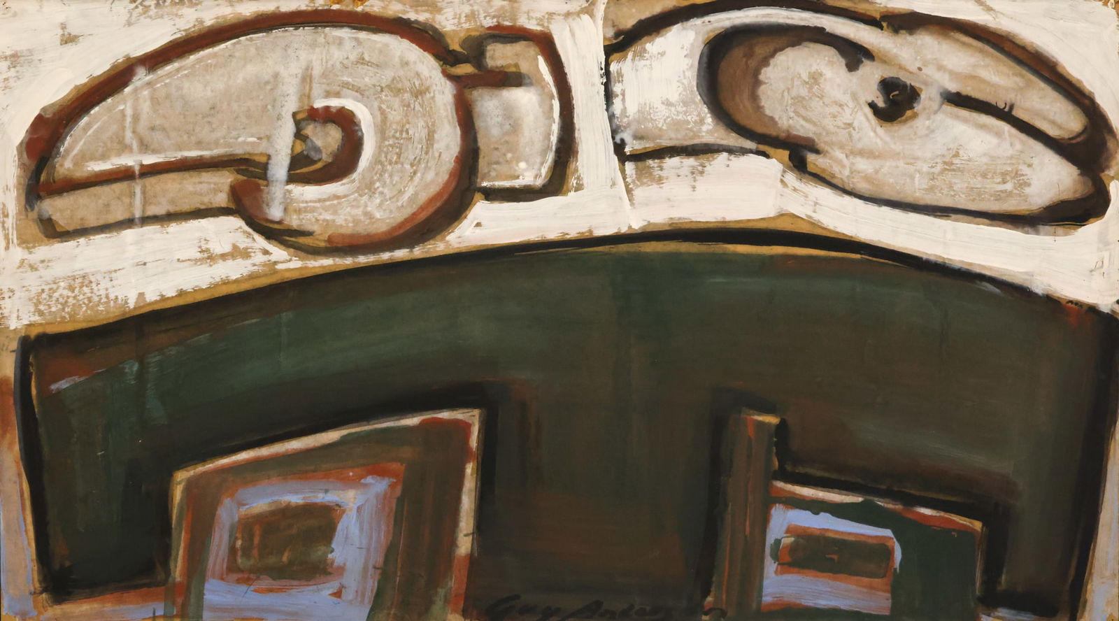 Guy Anderson "Mt. Vernon Series: Guardian Figures" Oil on Paper