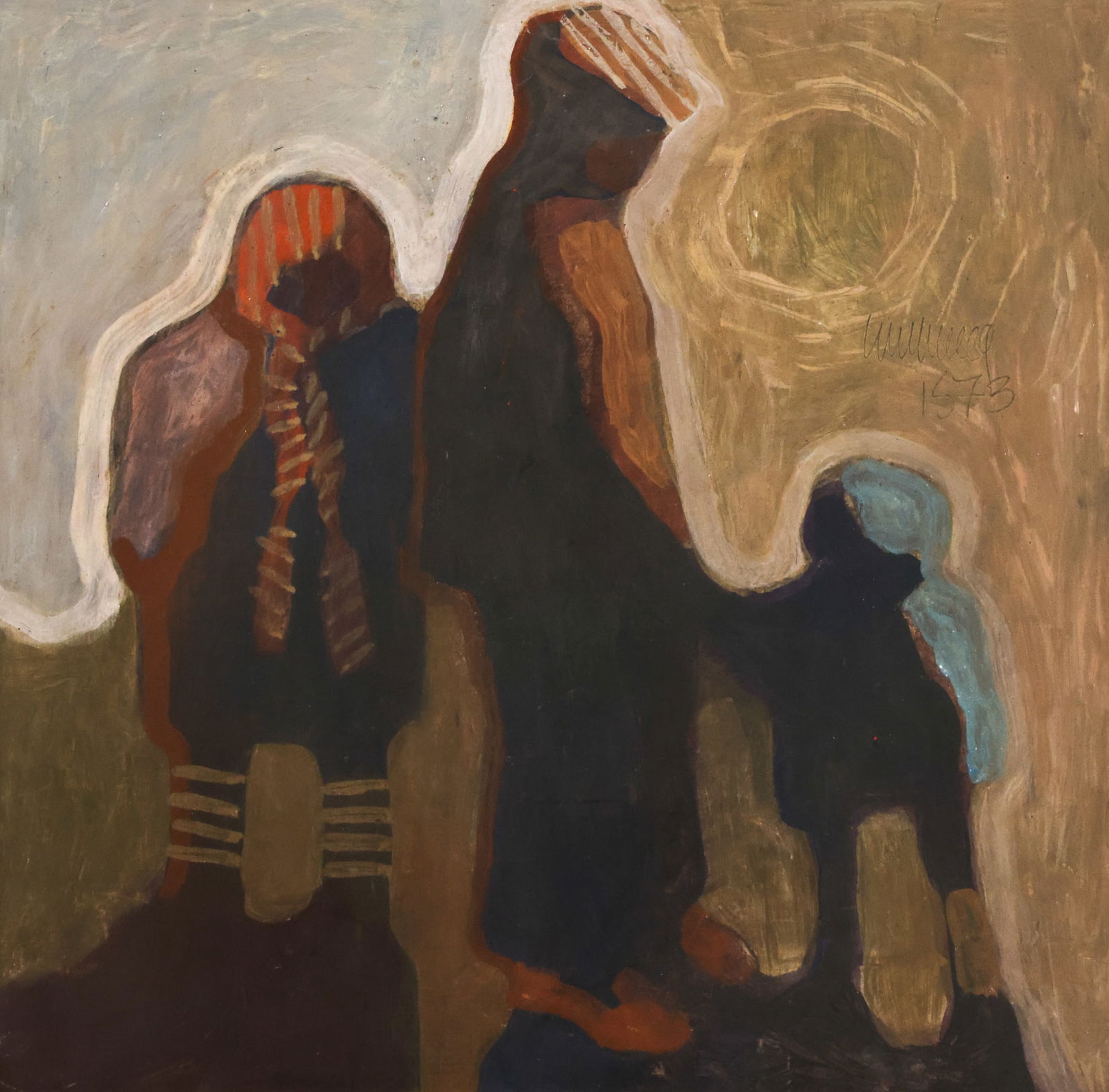 William Cumming "Park Figures" 1973 Tempera on Board (1 of 2)