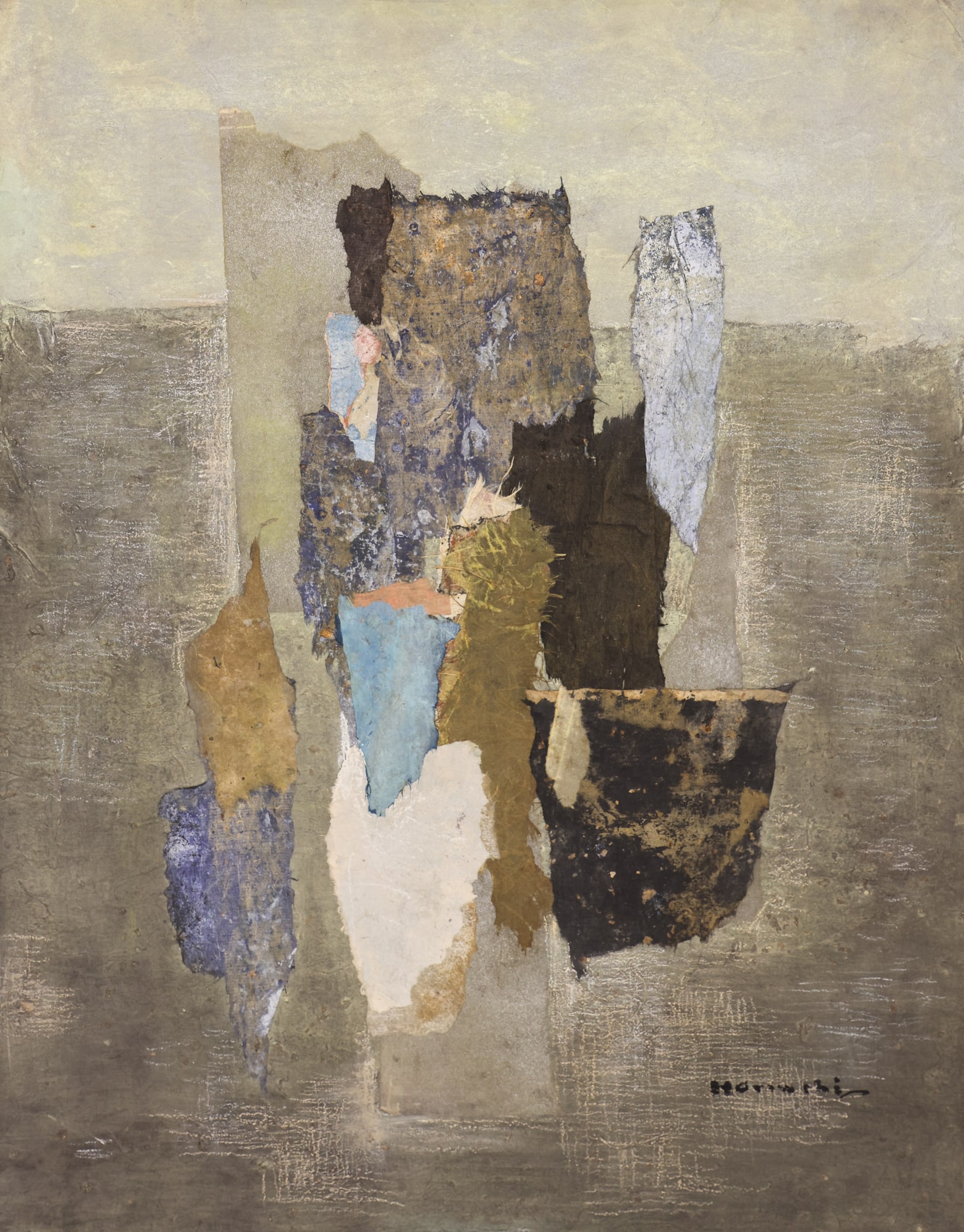 Paul Horiuchi "Prelude to Winter" 1967 Casein Collage (1 of 3)