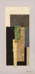 Paul Horiuchi "Vertical Form with Green" 1980 Casein Collage