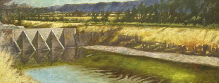 Paul Havas "Tide Gate" 1981 Large Oil on Canvas