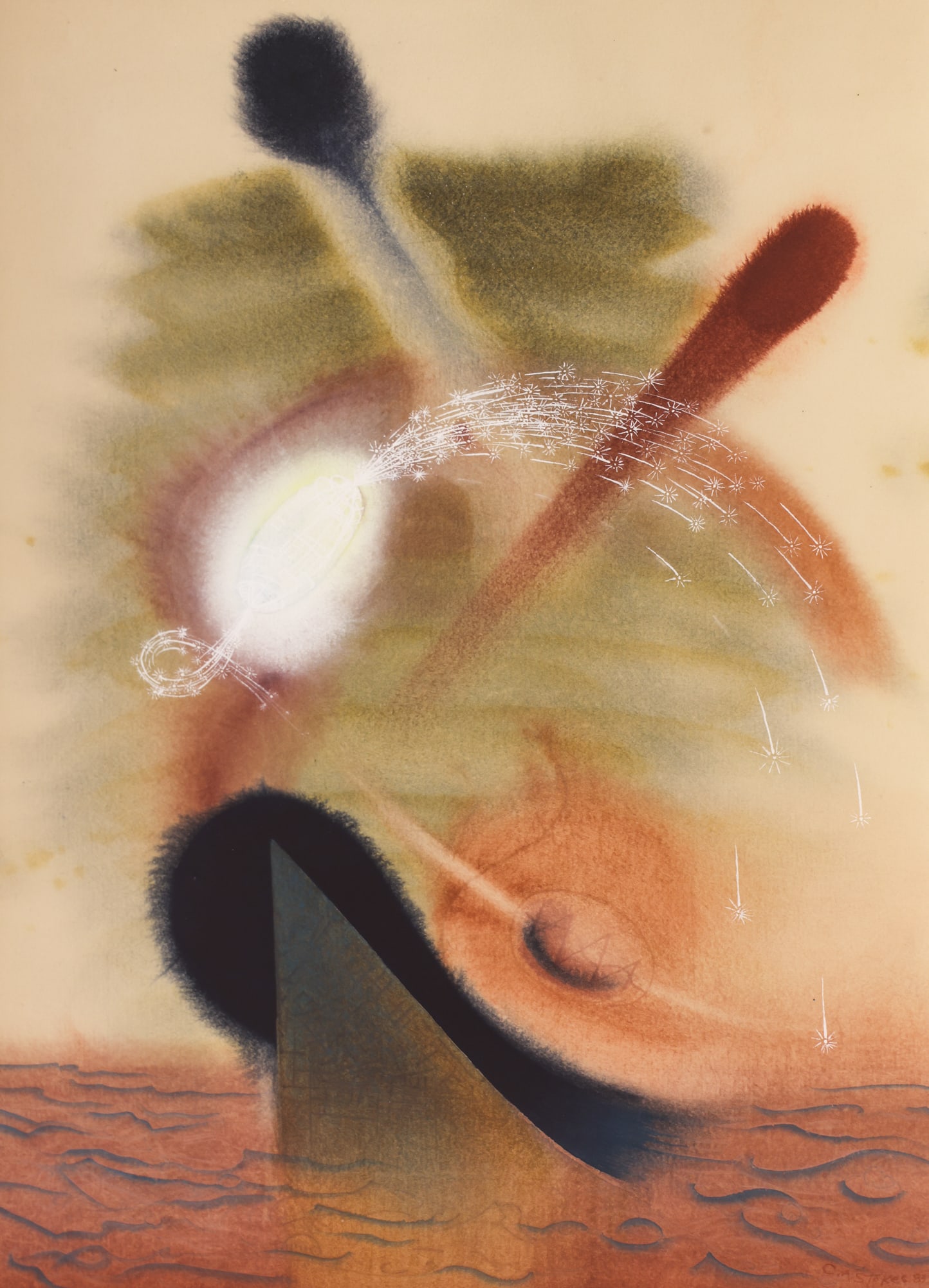 Charles Stokes "Spirit of Mars" 1983 Gouache on Paper (1 of 3)