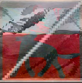 Gaylen Hansen "Woman on a Trapeze" 1980 Large Acrylic on Canvas