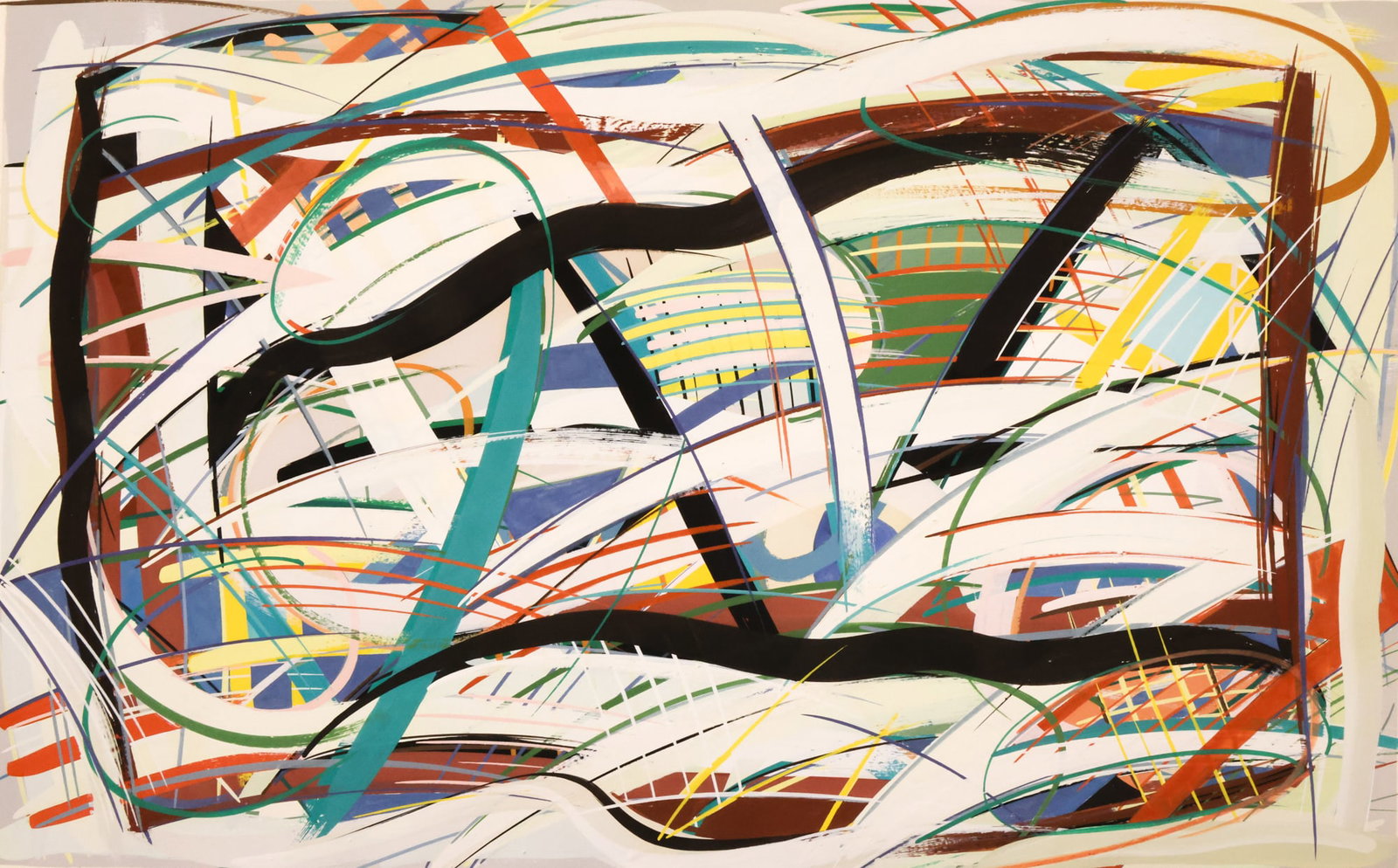 Joanne Hammer "Untitled" (Fiesta Series) 1990's Gouache: Joanne Hammer (b.1947 Washington) "Untitled" (Fiesta Series) 1990's Gouache on Paper 15"x24" Sight. Unsigned. Gallery framed 24"x30". Excellent condition. From the prestigious corporate collection of 