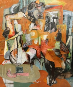 Drake Deknatel "The Decision" 1998 Large Mixed Media on Canvas