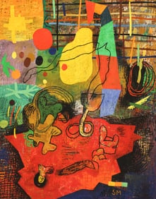 Stephen McClelland "Semaphore" 1994 Oil Stick on Wood Panel