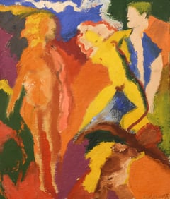 Robert Colescott "Untitled" (Yellow Nude) 1960's Oil on Canvas