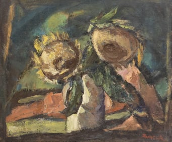 Amanda Tester Snyder "Sunflowers in December" Oil on Masonite