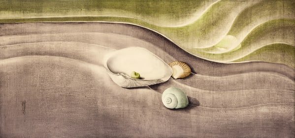 Rosalyn Gale Powell "Sand and Shells" 1968 Oil on Board