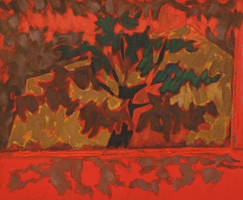 William Hixson "Red Trees" 1968 Oil on Canvas