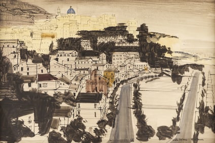 Ted Rand "Vietri Sul Mare" 1963 Tempera on Board