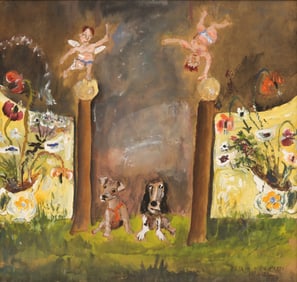 James Martin "Estate with Putti" Gouache on Paper