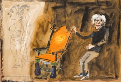 James Martin "Chair with Eggplant Legs" 1991 Gouache on Paper