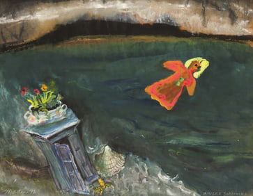 James Martin "Ginger Swimming" 1996 Gouache on Paper
