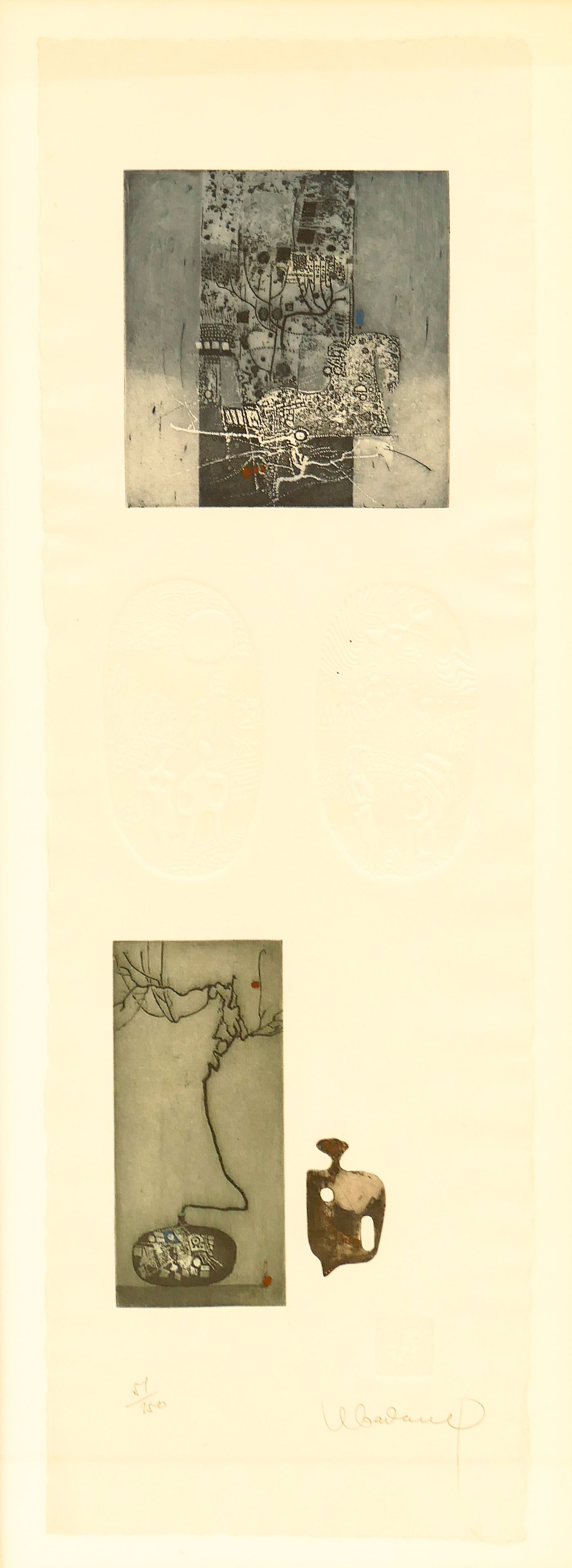 Hoi Lebadang "Calme et Dignite" 1982 Etching w/ Embossment: Hoi Lebadang (1922-2015 Vietnamese) "Calme et Dignite" 1982 Etching w/ Embossment 31.5"x10" Sheet. Loose, unframed. Signed in lower right corner and numbered 57 of 250. Includes letter of authenticity