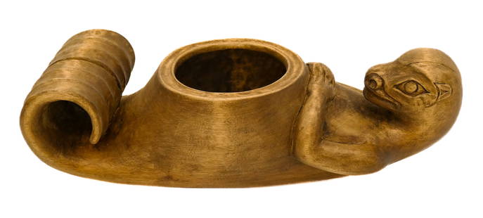 Ken Kidder "Otter Grease Bowl" 2006 Alder: Ken Kidder (20th Cent. Washington) "Otter Grease Bowl" 2006 Alder 11"x3.5". Figural carved formline grease bowl. Signed and dated on bottom. Excellent condition.