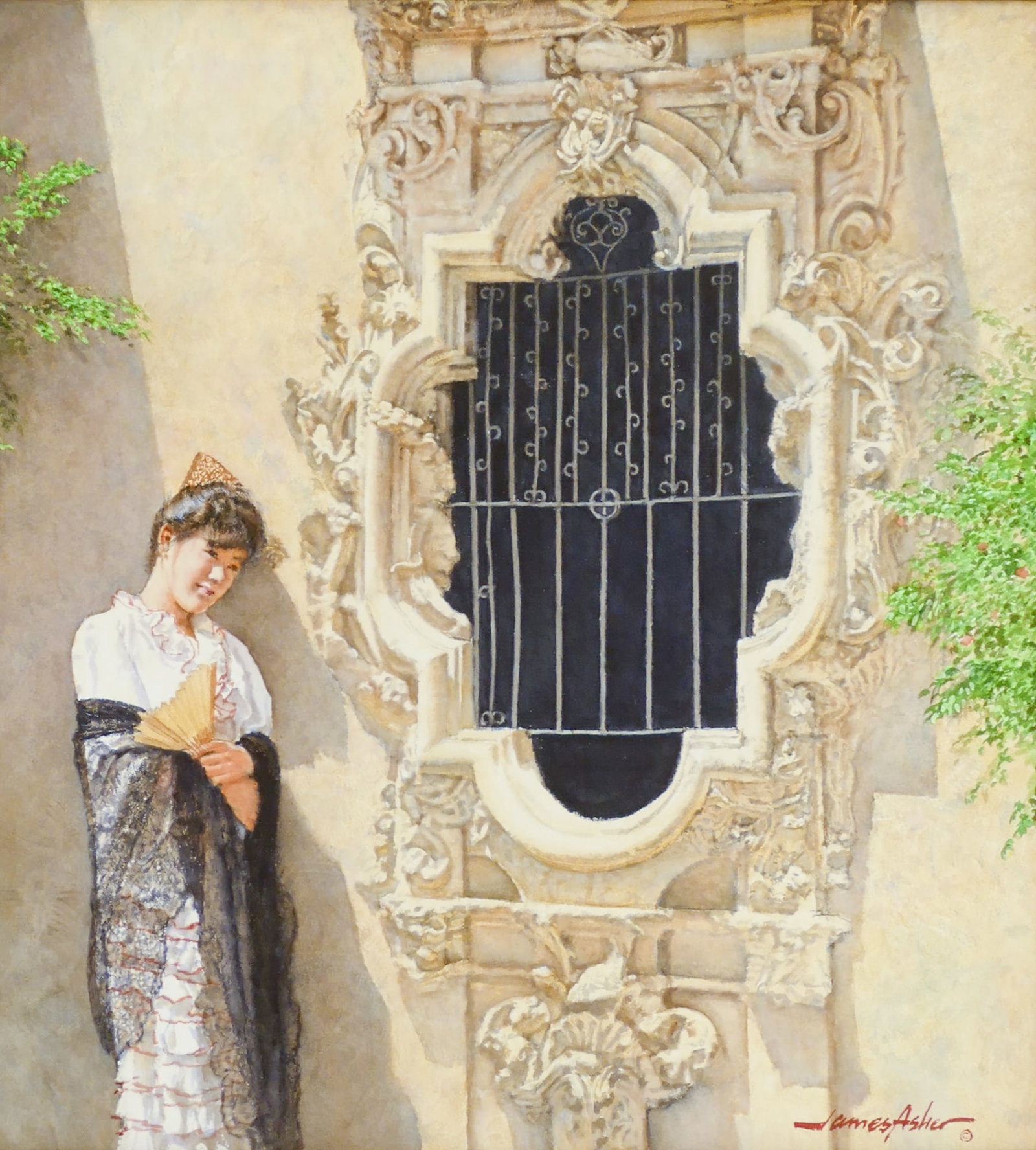 James Asher "Spanish Girl" Watercolor on Paper (1 of 2)