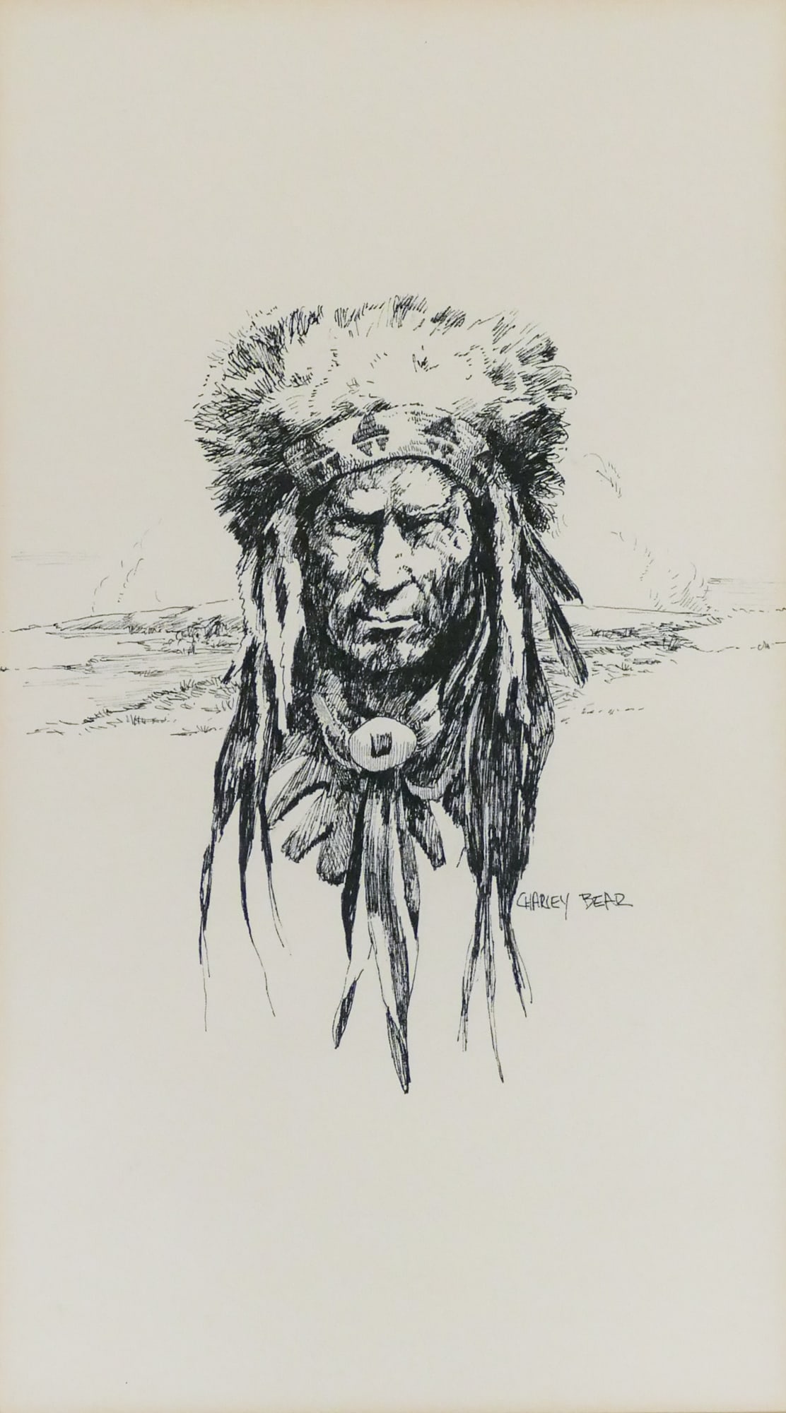 Charles Bear "Buffalo Chief" Ink on Paper (1 of 2)