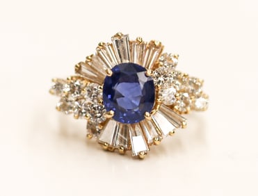 Ladies 14k Sapphire and Diamond Ring