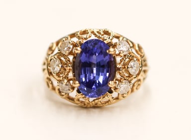 Ladies 14k Tanzanite and Diamond Ring