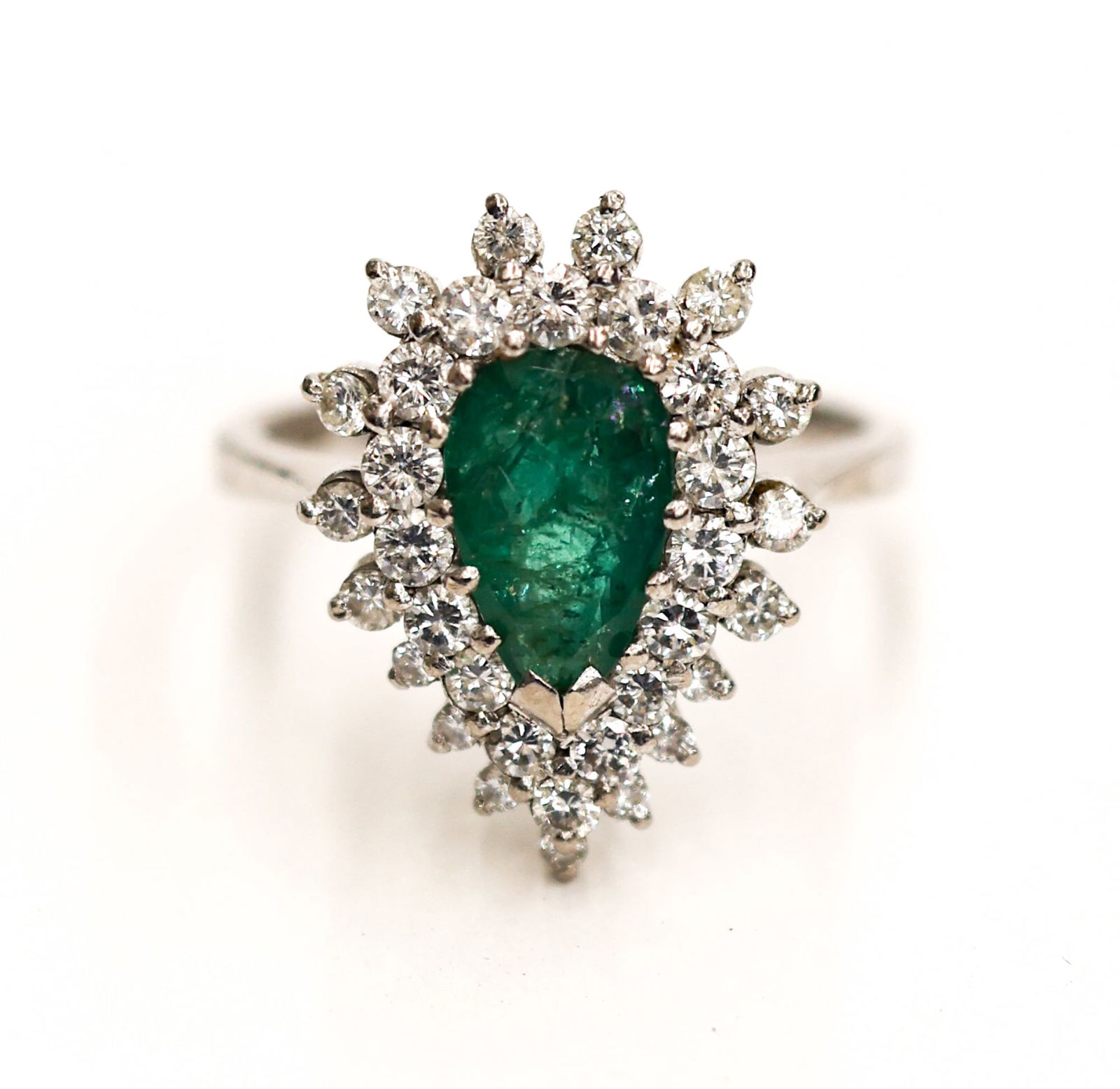 Ladies 18k Emerald and Diamond White Gold Ring (1 of 3)