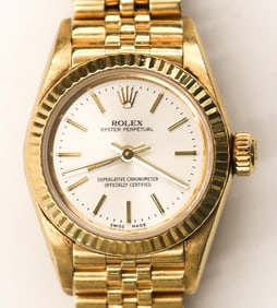 Ladies Rolex Oyster Perpetual 18k Presidential Wrist Watch Ref.67198