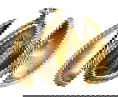 Antique Russian Silver Easter Egg Icon Pendant: Antique Russian Silver Easter Egg Icon Pendant 2.25"x1.25". Engraved crucifix with inscription on exterior. Interior egg-shaped painted orthodox miniature icon. Marked with Kokoshnik 84 hallmarks on