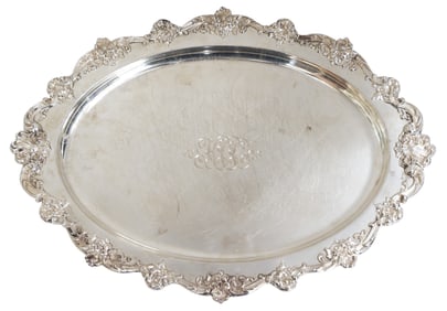 Gorham Sterling Floral Rim Serving Platter