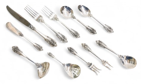 85pc Wallace Grand Baroque Sterling Flatware