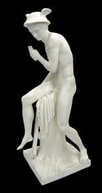 Antique Gustavsberg Bisque Mercury Porcelain Figure