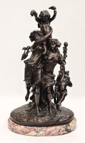 Michel Claude Clodion "Bacchanales et Amour" Bronze Sculpture