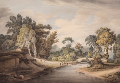 Francis Towne "Landscape with River" 1790 Watercolor on Paper