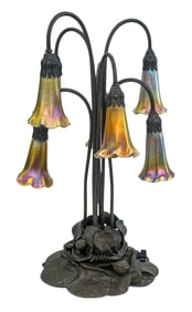 Tiffany Studios 385 Seven-Light Lily Bronze Table Lamp