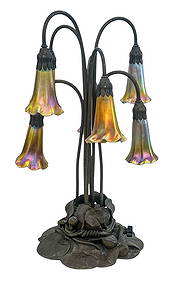 Tiffany Studios 385 Seven-Light Lily Bronze Table Lamp (1 of 10)