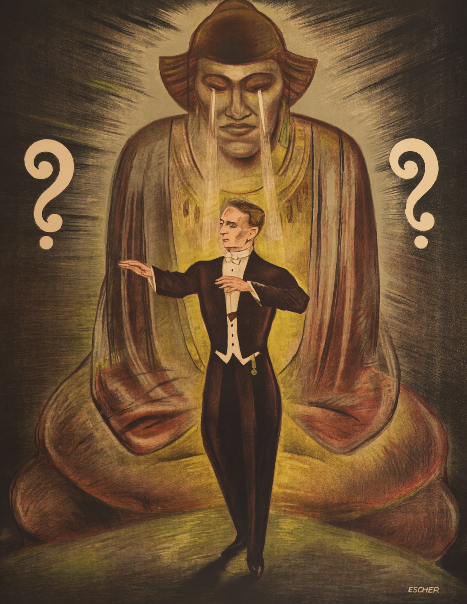 1930's Escher Hypnosis Mind Reader Magic Poster (1 of 3)