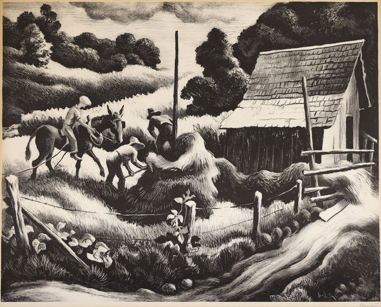 Thomas Hart Benton "Haystack" 1938 Lithograph (1 of 3)