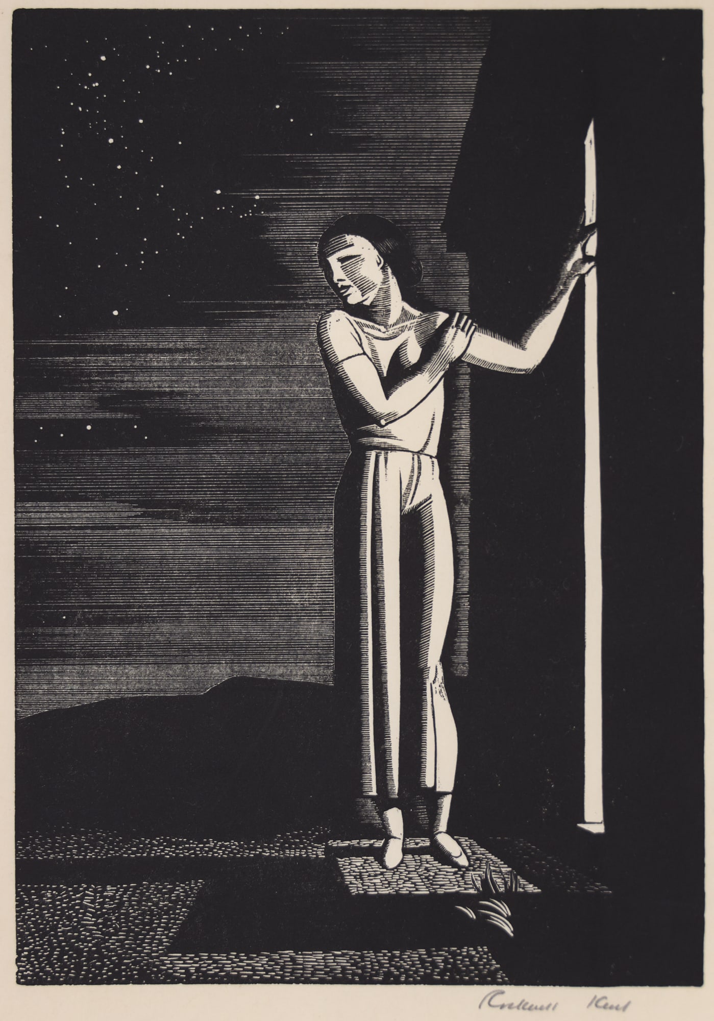 Rockwell Kent "Starry Night" 1933 Wood Engraving (1 of 2)