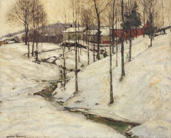 George Gardner Symons "Winter Landscape" Oil on Canvas