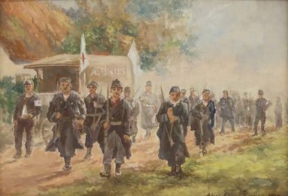Alice Blair Thomas "Returning Home" (WWI Soldiers) 1915 Oil on Canvas