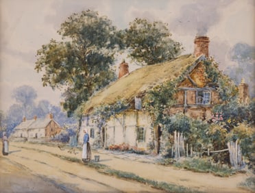 George Williams "Cottage Landscape" Watercolor on Paper