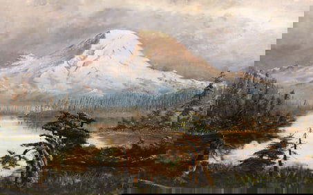Elizabeth Parrott Pond "Mount Rainier" Oil on Board