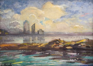Charlotte Mish "Tide Flats, Seattle" Oil on Canvas Board