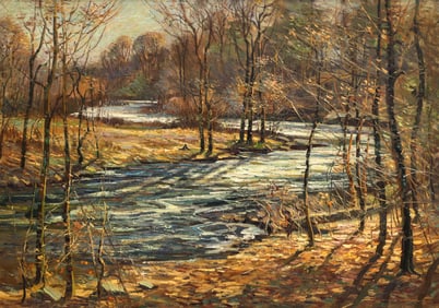 Wayne Morrell "A New Hampshire Stream" 1969 Oil on Canvas
