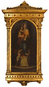 Italian School 19th Cent. "Madonna of the Harpies" Oil on Canvas