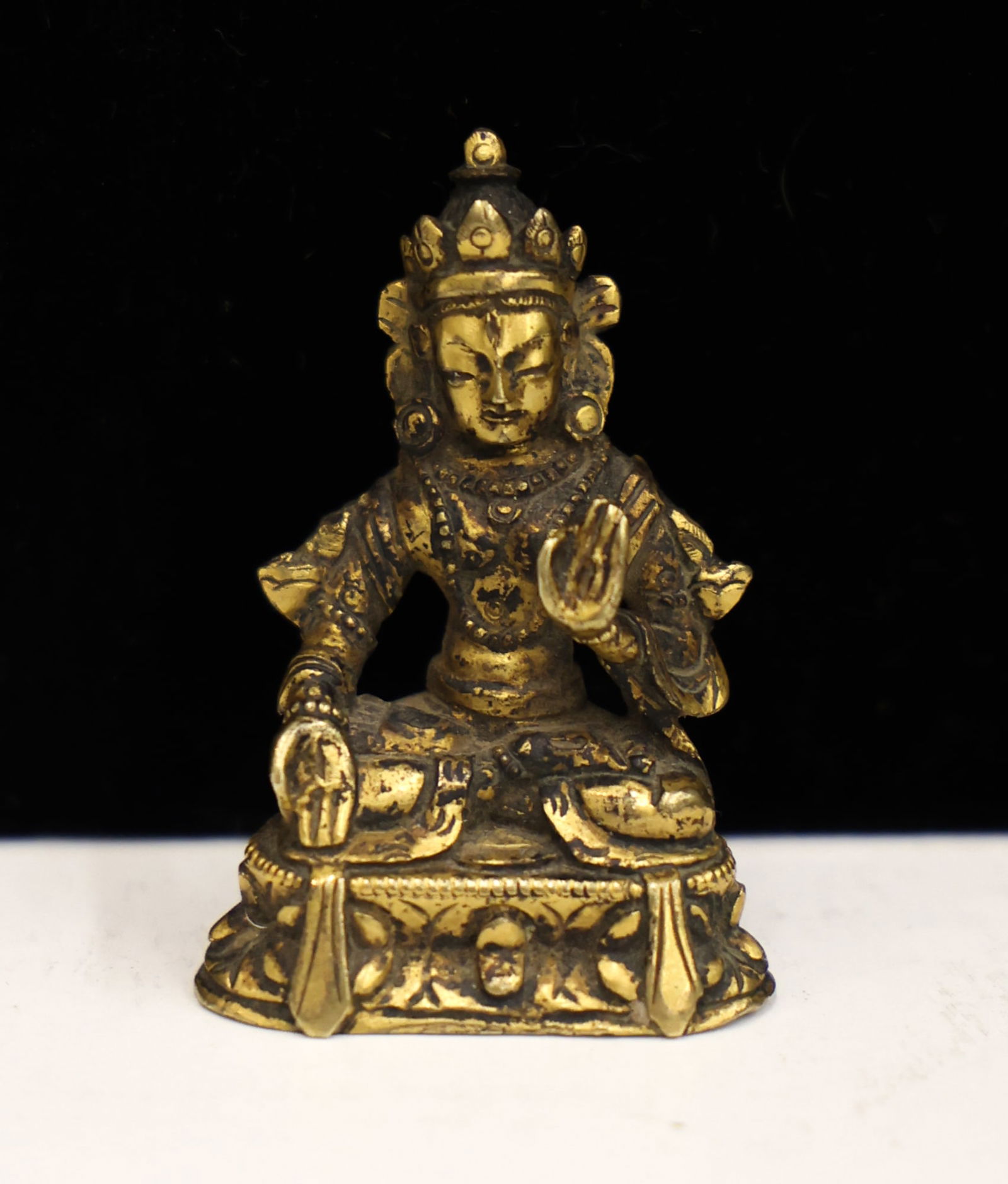 Tibetan 18/19th Cent. Gilt Bronze Miniature Avalokiteshvara (1 of 3)