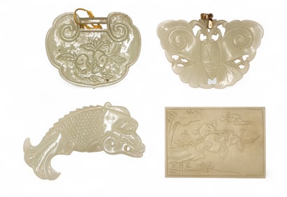 4pc Old Chinese Jade Assorted Pendants